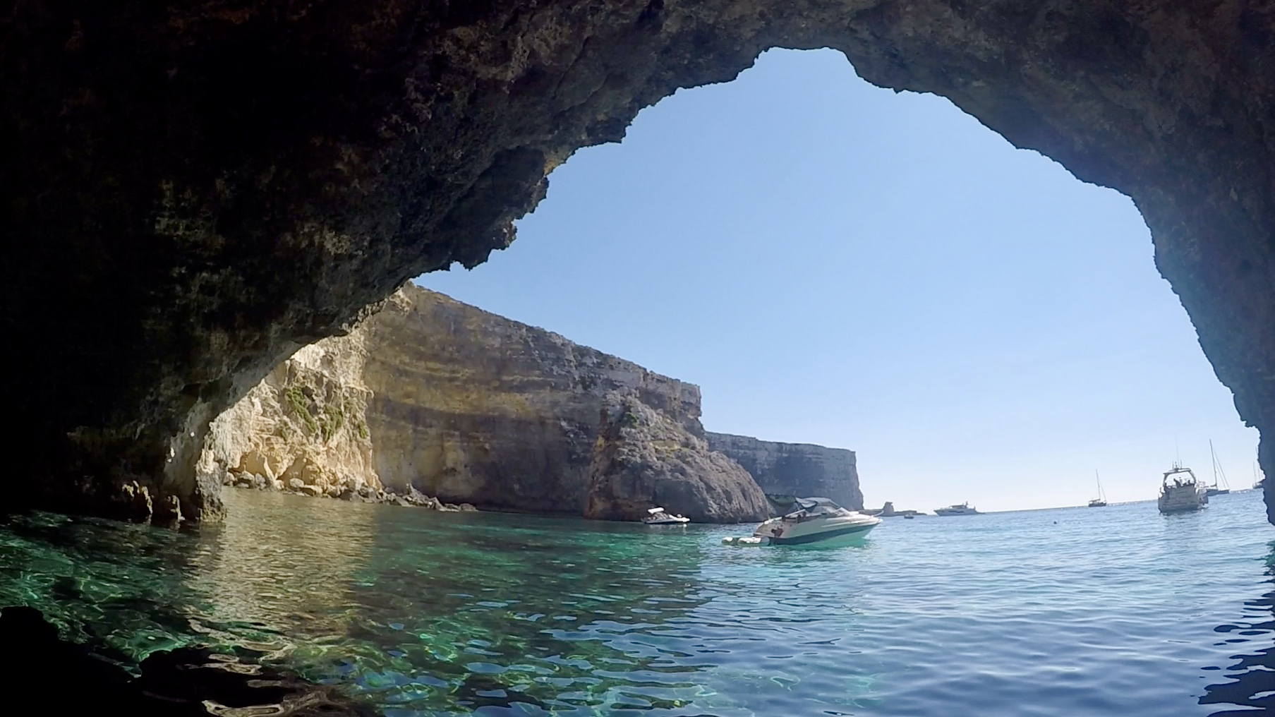View outside cave with hole